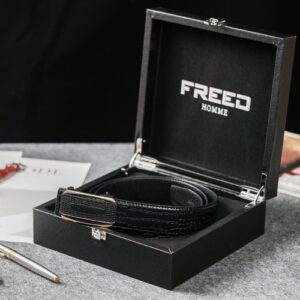 【FREED】Snake-pattern gold-rimmed square buckle business casual top-layer automatic cowhide belt