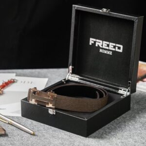 【FREED】Fashionable English letter buckle business top layer cowhide wear-resistant automatic belt