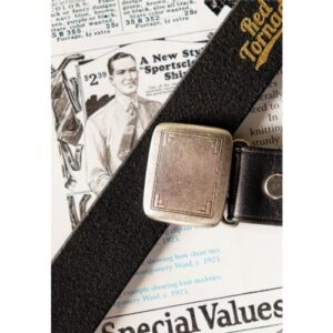 Vintage gentleman belt hinge buckle Italian cowhide black no hole free to adjust the length
