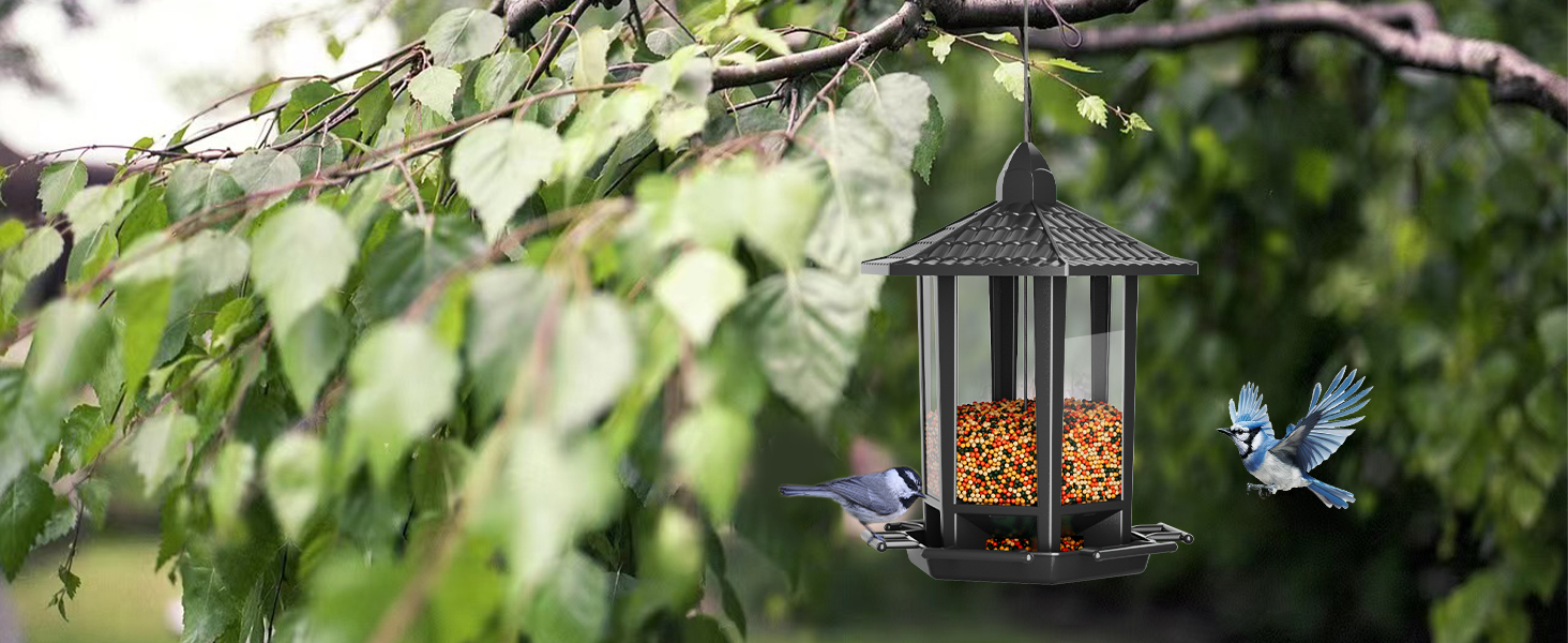 Birdream 2 Pack Bird Feeders for Outdoor Hanging, Retro Pagoda Design Fun Installation Bird Feeder, Attracting Wild Birds Chickadees Goldfinches Cardinals Finches and Sparrows