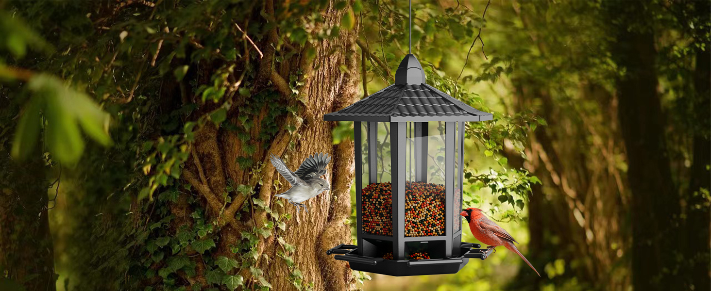 Birdream 2 Pack Bird Feeders for Outdoor Hanging, Retro Pagoda Design Fun Installation Bird Feeder, Attracting Wild Birds Chickadees Goldfinches Cardinals Finches and Sparrows